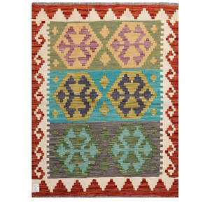 Alfombra Kilim de Maimana, Afganistán, 121 x 94 cm, Producto para Colgar en la Pared - Product Image 1