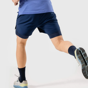 Short de course en toile décontracté OEM pour hommes, taille moyenne, conception côtelée extensible, fermeture élastique, tissage tricoté à motif bermuda solide - Product Image 3