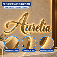 Lettres en relief personnalisées rétroéclairées par LED, logo d'entreprise en acier inoxydable 3D, enseigne lumineuse pour devanture de magasin, décoration murale de magasin