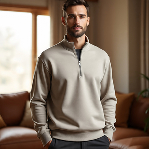 Sweat-shirt demi-zip, surdimensionné goutte épaule sweat-shirts hommes respirant tenue décontracté surdimensionné demi fermeture éclair sweats hommes - Product Image 3