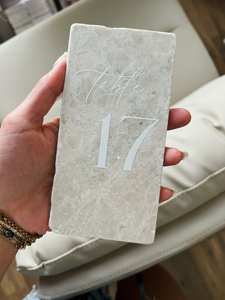 Plaque de nom artisanale en marbre naturel gravée sur mesure, style Art Déco, pour bureau, porte, numéro de bureau, artisanat - Product Image 1