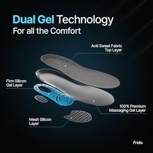 Semelles intérieures de sport pour hommes en gel de silicone Frido, pack double, épaisses, rembourrées, souples, durables, confort supplémentaire, soutien - Product Image 6