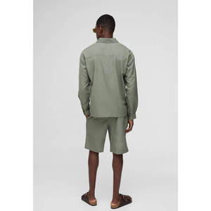 Chemise décontractée à col montant et à simple boutonnage en coton à carreaux pour hommes grande taille, pour l'été, 100% coton - Product Image 5
