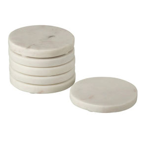 Sous-verres en marbre blanc 4 pièces bois et pierre ensemble de sous-verres ronds avec support pour cuisine boissons tasses vendeur chaud personnalisé - Product Image 4