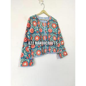 Chaqueta Acolchada Floral Vintage para Mujer, Abrigo de Punto Transpirable con Botones de Tela de Algodón Indio Elegante para Otoño/Invierno - Product Image 4