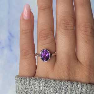 Wholesale Bulk 925 Sterling Silver Jewlery Fine Jewelry Women Oval Cut <b>Ring</b> Natural <b>Amethyst</b> <b>Ring</b> Eternity Vermeil - Product Image 5