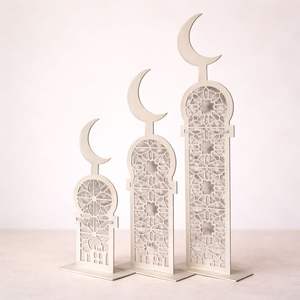 Farol Marroquí Alto de Metal Blanco con Intrincados Relieves, Luz Suave de Vela, Decoración Festiva de Lujo para el Hogar, Regalo - Product Image 4