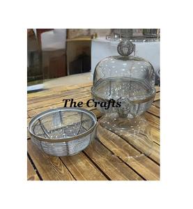 Bol à chocolat en acier inoxydable avec plateau en bois et couvercle en acrylique Bol de service à fruits secs de qualité supérieure en vrac - Product Image 4