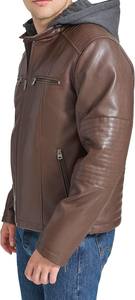 FLAVOUR Blouson aviateur en cuir véritable pour hommes hiver Style Vintage à capuche col montant fermeture à glissière Service OEM produit fini - Product Image 5