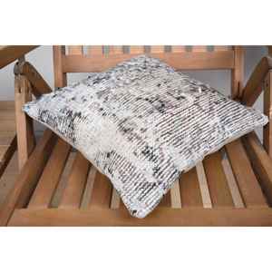 Silver 14x14 Inch Wool Kantha Patchwork <b>Pillow</b> Embroidered Vintage Woven Bohemian Rustic Comfort Decorative Cushion for Floor - Product Image 4