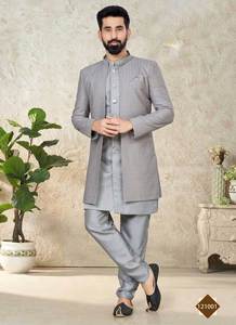 Traje Casual de Seda 100% con Diseño de Puntos Estilo Indo-Occidental para Bodas, Ecológico, Antiarrugas y Transpirable |   FABZONE - Product Image 5