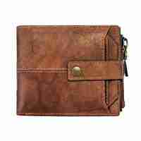 Portefeuille à deux volets en cuir véritable Hunter marron pour hommes avec fermeture ouverte et longue protection RFID antivol pour cartes de guichet automatique et cartes de crédit