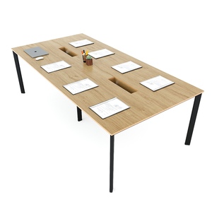 Contemporary Minimalist <b>Office</b> Meeting <b>Table</b> 240x120cm Melamine-Coated Plywood with Oval Iron Legs HBOV047 - Product Image 1