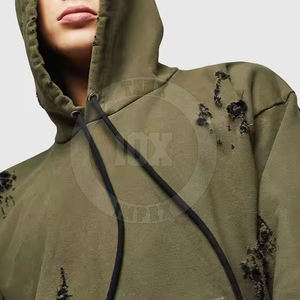 Nueva llegada de secado rápido de tela cómoda desgastada hombres sudaderas con capucha salida de fábrica High Street algodón mezclado sudaderas con capucha - Product Image 6