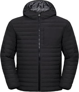 Abrigo cálido de invierno con estilo y cómodo para hombre, chaqueta de lona impermeable negra con capucha personalizada y cuello alto - Product Image 1