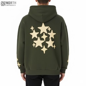 Sweat-shirts à capuche surdimensionnés pour hommes, couleur personnalisée OEM 2025, manches régulières, impression 3D en mousse gonflée, logo brodé, réversible, hiver - Product Image 2