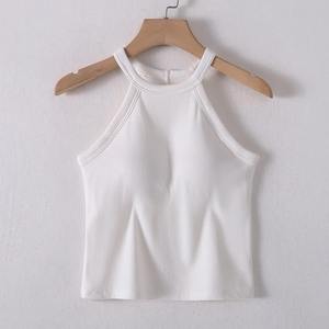 เสื้อแขนกุดลำลองผูกเชือกสีทึบสำหรับผู้หญิงเสื้อแขนกุดลำลองฤดูร้อน - Product Image 4