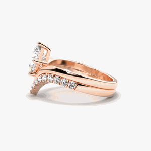 Princess Shape Curved Bridal <b>Set</b> <b>Ring</b> <b>For</b> <b>Women</b> - Product Image 3