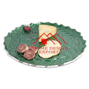 Dernier modèle de plateau de service en émail rouge pour centres de table Vente en gros Assiette de service aux fruits en aluminium au prix le plus bas - Product Image 3