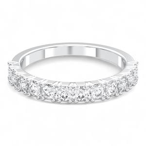 0.80 Carat E-F/VVS-VS Moissanite Round Cut Diamond Full Eternity Pave <b>Set</b> Wedding <b>Ring</b> Made in Platinum <b>For</b> <b>Women</b> - Product Image 1