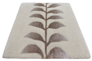 Tapis d'intérieur moderne en laine et tencel, fait main, sur mesure, couleur ivoire brun, design patchwork floral, adapté aux animaux domestiques, dos antidérapant - Product Image 2