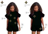 2024 Fleur De Lis Designer Schattige Katoenen Op Maat Gemaakte Casual Zomer ODM Geborduurde Puffmouw Pailletten Mini Gelaagde Jurkjes voor Meisjes