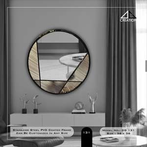 เฟรมสแตนเลสเคลือบ PVD ทันสมัยสำหรับห้องน้ำ ดีไซน์หรูหรา รูปทรงไม่สมมาตร - Product Image 4