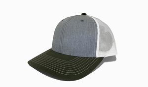 Moda diaria atemporal y llamativa, camionero de gorra de malla blanca/gris brezo estructurada en dos tonos ajustable, hecha en Vietnam - Product Image 2