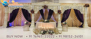 Décoration de scène pour cérémonie de mariage musulmane Walima, thème de mariage marocain, scène en FRP, réception de mariage arabe, événement, scène à thème doré, États-Unis - Product Image 3