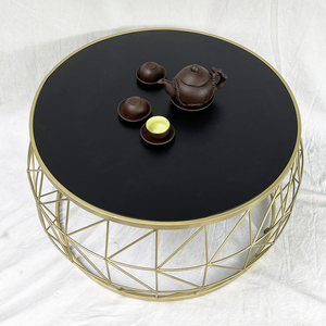 TAMO Modern Design Wooden Top Iron Frame Sofa <b>Table</b> 77x77x45cm Decorative Feature TT68196 - Product Image 4