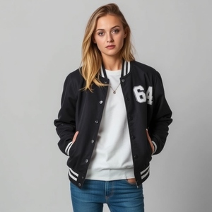Veste universitaire de baseball : nouveau style, corps en laine, manches en cuir, logo personnalisé, boutons-pression, matelassage épais et chaud, vente en gros - Product Image 6