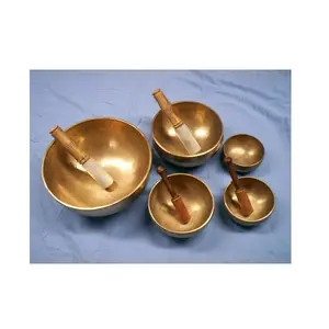 빈티지 노래 그릇 황동 금속 수제 명상 운동 주방 그릇 여러 모양의 티베트 노래 그릇