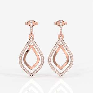 Luxe Petal Moissanite Danglers <b>Cute</b> Gold Plated Drop and Pendant <b>Earrings</b> Geometric Sterling Silver Jewelry for Weddings - Product Image 6