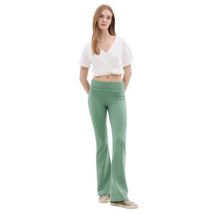 Pantalon décontracté taille haute pour femme Mega Merchant, élégant, confortable, 100% coton, respirant et doux, longueur midi, pour le bureau - Product Image 1