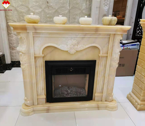 <span class=keywords><strong>Chimenea</strong></span> de Mármol con Base y Marco Tallados en Ónix, Instalación de <span class=keywords><strong>Chimenea</strong></span> de Mármol, Tamaño Personalizado - Product Image 1