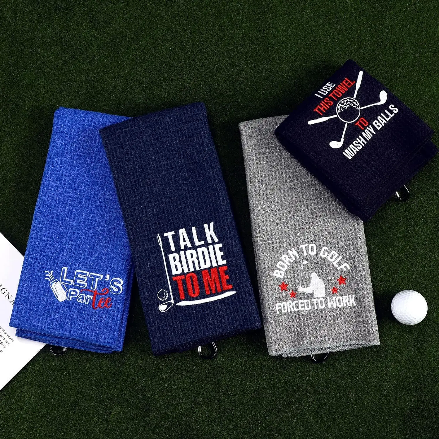 Custom Embroidered Golf Towels Microfiber Waffle Golf Towels for Golf Club with Carabiner Clip Golf Team Towels Golf Buddies