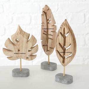 2025 Nouvelle Arrivée Sculpté À La Main Solide Mango Bois Feuille Sculpture avec base - Product Image 6