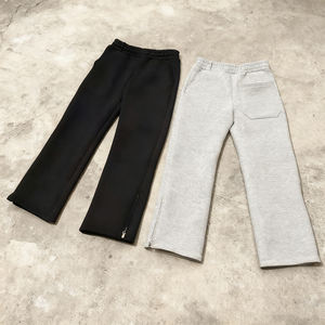 Pantalon de jogging uni en néoprène de haute qualité avec logo brodé personnalisé, tissu respirant en mélange coton-polyester, fermeture éclair - Product Image 2