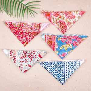 Pañuelo de Algodón Estampado a Mano, Pañuelo Reutilizable para la Cara, Juego de 5 Pañuelos de Viaje - Product Image 5