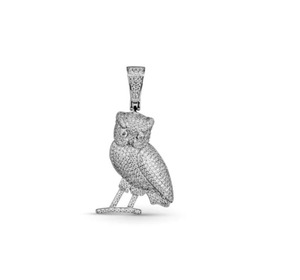 Belle Moissanite Blanc Forme Ronde Diamant Pendentif En Argent Sterling Hibou Moissanite Pendentif Personnalisé HIP HOP Bijoux - Product Image 1