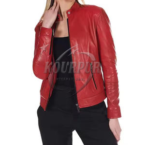 Veste en cuir véritable de haute qualité pour femmes élégantes Slim Fit Design broderie décoration veste en cuir respirant en gros - Product Image 2