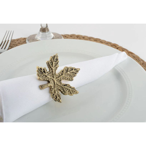 Tendance Design Feuille D'automne À La Main En Métal Ronds De Serviette Pour Hôtel Décor À La Maison Porte-Serviettes Ensemble De 4 Rond De Serviette Organisateur De Tissus - Product Image 1