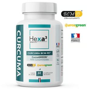 Caja de 60 Cápsulas de Extracto Herbal de Cúrcuma Antioxidante, BCM-95, Etiquetado como Curcugreen Hexa3 - Product Image 1