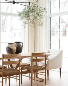 เฟอร์นิเจอร์ห้องรับประทานอาหารโรงแรมและบ้านทันสมัยเก้าอี้ไม้คุณภาพสูงพร้อมเชือกทอโครงไม้เนื้อแข็งสำหรับใช้ในห้องครัว - Product Image 2