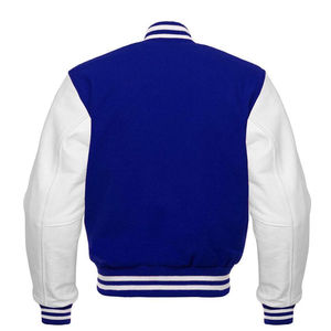 Vestes de baseball personnalisées en gros, veste d'hiver en laine, manches en cuir, bomber varsity pour homme - Product Image 4