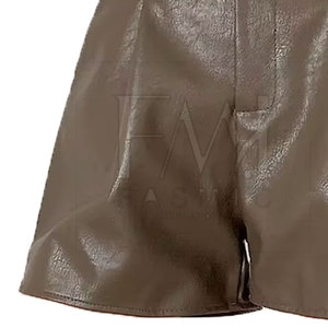 Meilleure vente de shorts décontractés en cuir PU de haute qualité pour femmes jupes courtes à motif personnalisé dernier style - Product Image 4