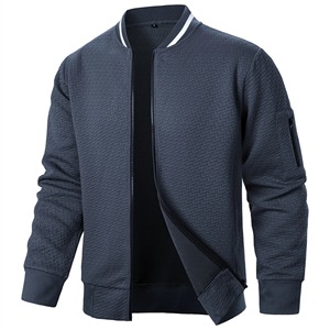 เสื้อสเวตเตอร์ลำลองมีฮู้ดสำหรับผู้ชายเสื้อมีซิปแจ็คการ์ดคอปกตั้งออกแบบโลโก้ได้ตามต้องการ - Product Image 4