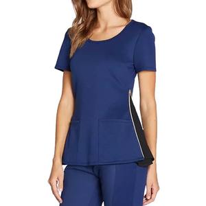 2025 nuevo estilo 4-Way Stretch manga corta vestido de enfermeras elegante mujer línea cruzada cuello médico Scrubs Hospital uniforme Dental - Product Image 4
