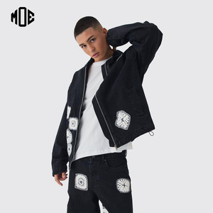 2025 sudaderas con capucha de mezclilla de gran tamaño personalizadas ropa de calle elegante holgada con cremallera sudaderas con capucha de mezclilla hombres 100% algodón - Product Image 1