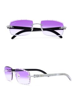 Luxury rimless diamond sunglasses with multi-color gradient lenses and crystal detailed <b>temples</b> for <b>men</b> and women - Product Image 2